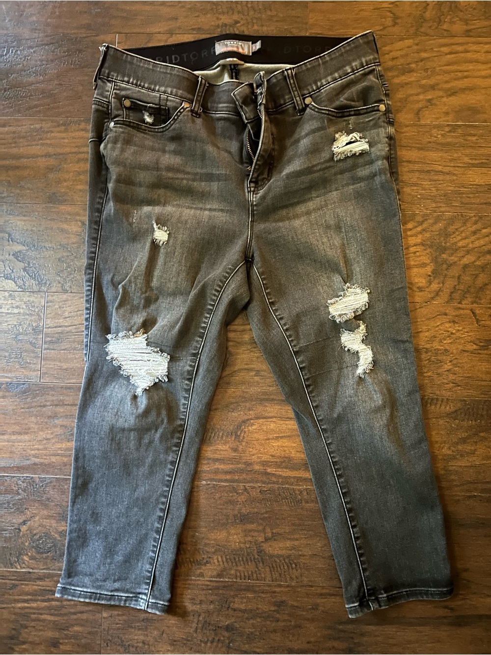 torrid Distressed Dark Gray Skinny Jeans